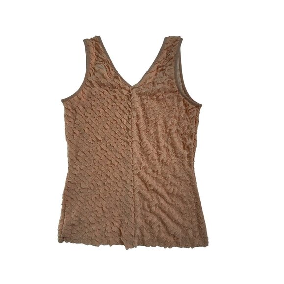 Kate Hill Peach Ruffled Sleeveless V-Neck Top PS Small  Stretch Classic Cute Y2K - Picture 2 of 4
